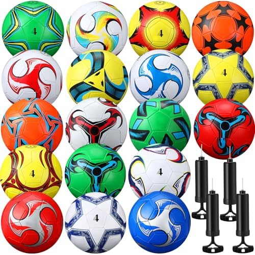 18 Pcs Soccer Balls Football with 4 Pumps Sports Soccer Ball...